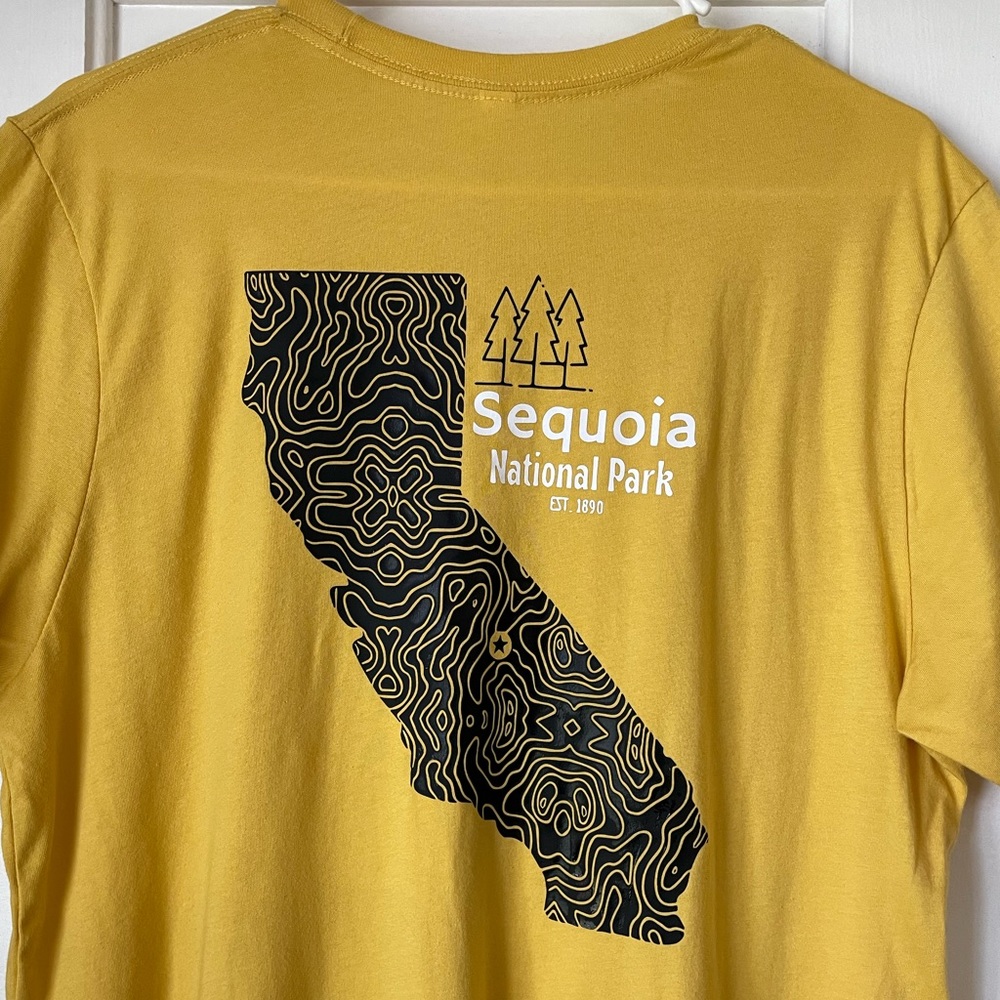Sequoia National Park Handmade Yellow Crewneck T-Shirt